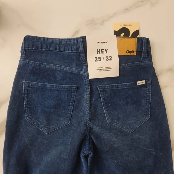 The Cords & Co "Hey" Corduroy Low Rise Skinny Pants 25 x 32 Raw Indigo - Picture 4 of 11